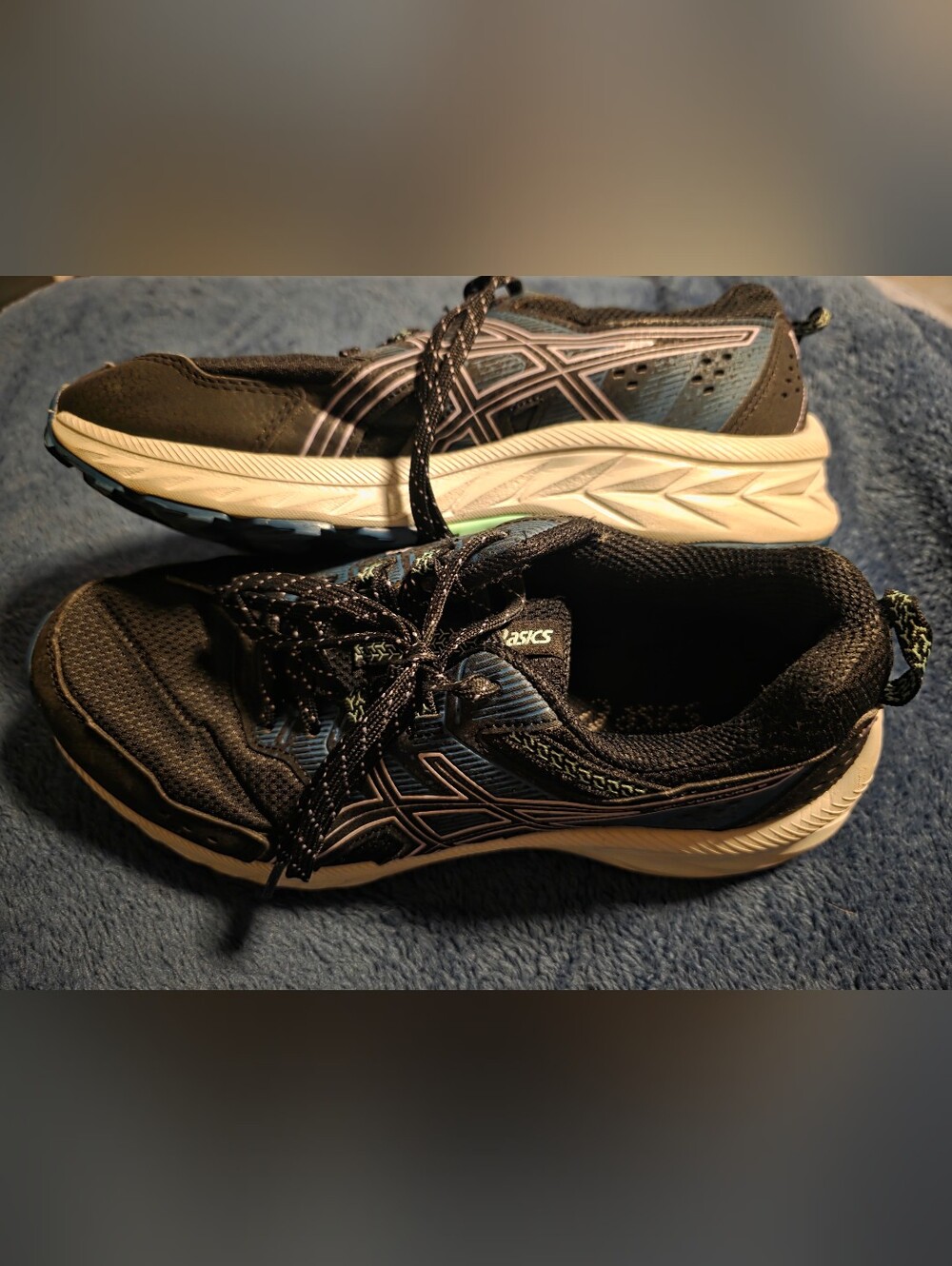ASICS Women's Black and Blue Athletic Running Sneakers